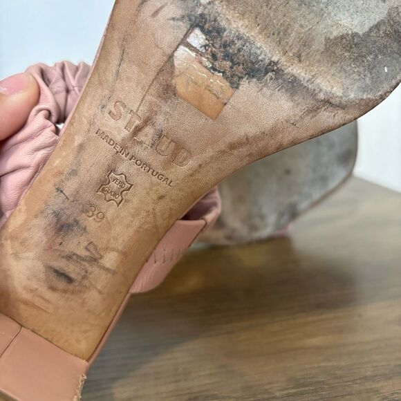 Staud Dark Blush Frankie Ruched Heels/ Mule - Picture 11 of 13